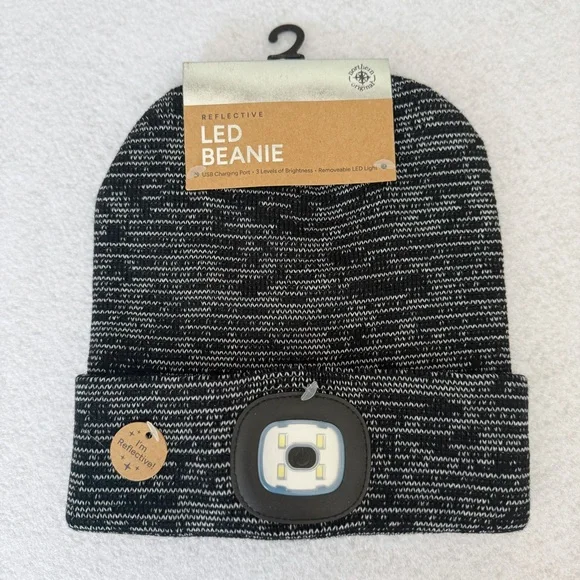 NWT! Reflective LED Light Beanie Hat - Black - Northern Original - Picture 1 of 4